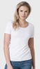 The White T-Shirt Co 'Short Sleeve Organic Cotton Scoop Neck' T-Shirt with Relaxed Fit (Womens - White & Navy)