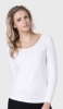 The White T-Shirt Co 'Long Sleeve Organic Cotton Scoop Neck' T-Shirt with Relaxed Fit (Womens - White & Navy)