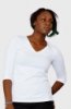 The White T-Shirt Co '3/4 Sleeve Organic Mixed Cotton Fitted V Neck' T-Shirt (Womens - White & Black)